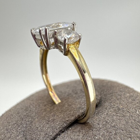 Sterling Silver 925 Cubic Zirconia Three Stone Prong Set Statement Ring Size 7 - Picture 5 of 15